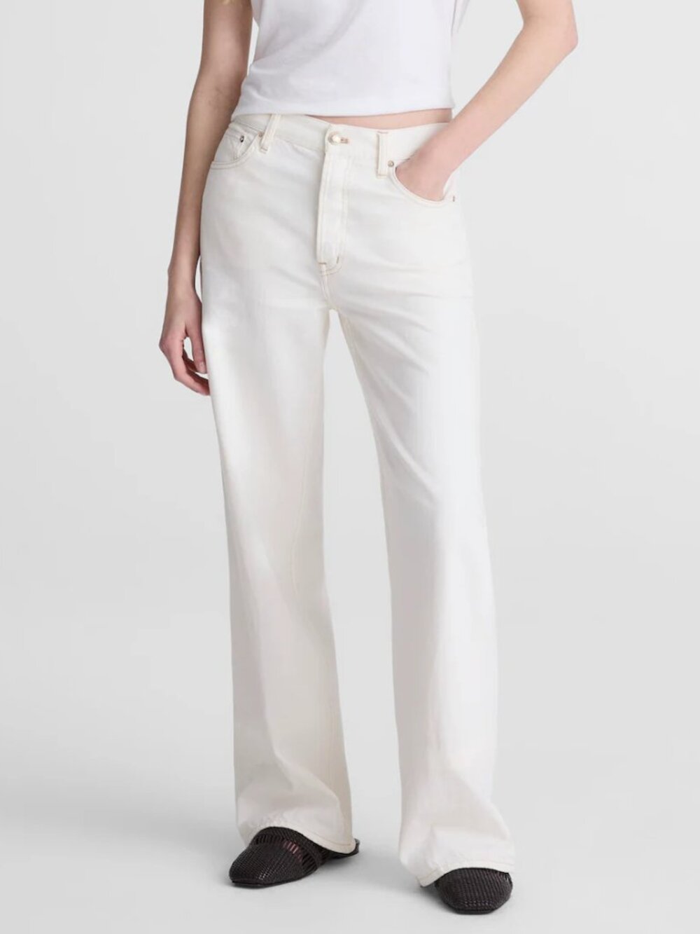 Madewell Low Slung Baggy Wide Leg Button Fly Jeans Vintage Canvas Size 28 NWT